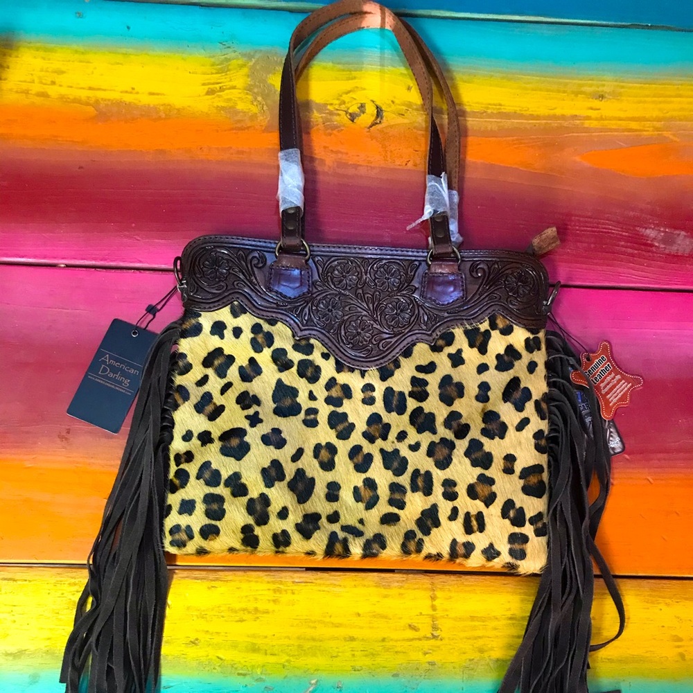 NWT American Darling cheetah print cowhide bag.